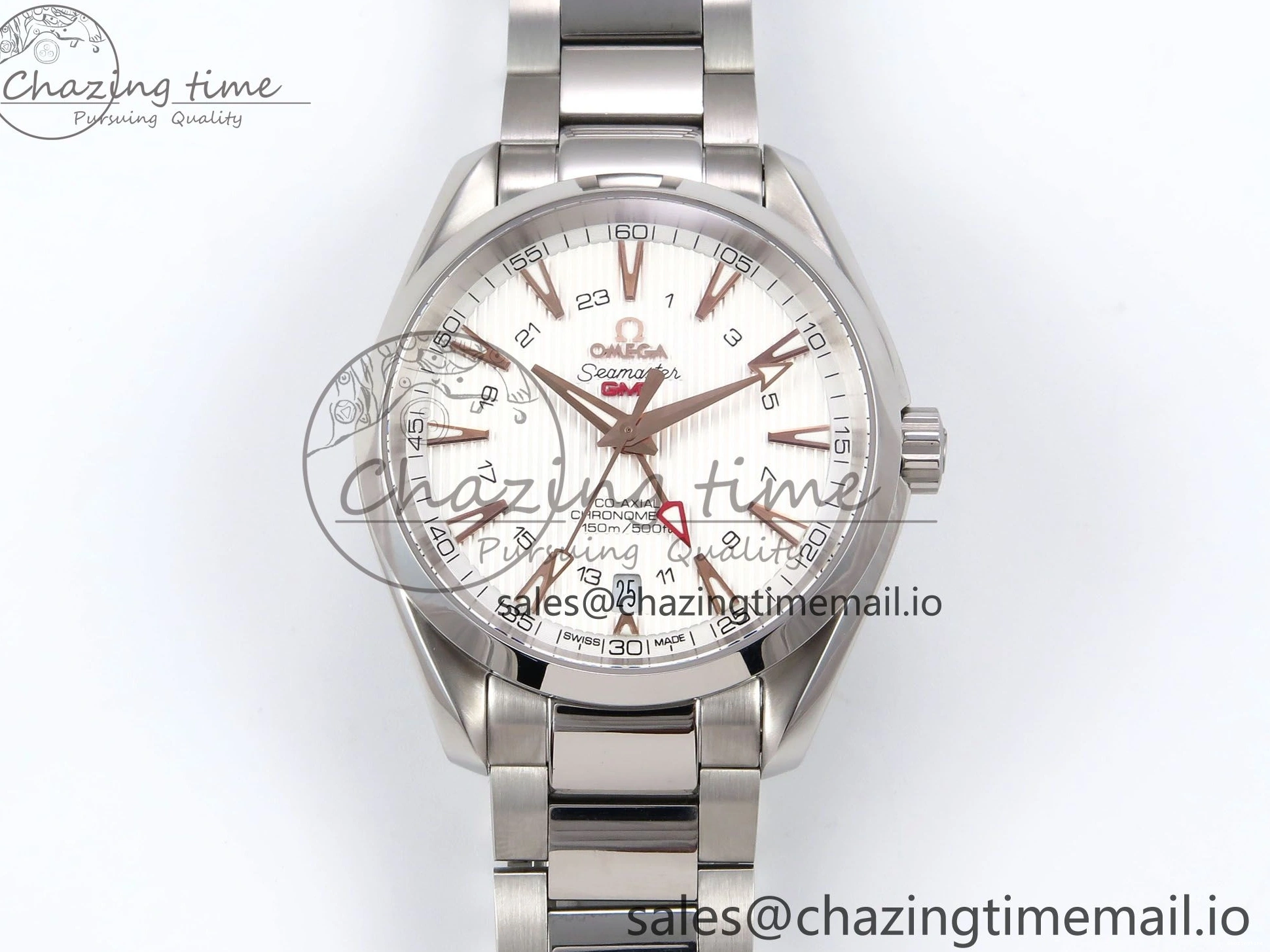 0508 Snug Aqua Terra 150M GMT OMF 1:1 Best Edition White RG Textured Dial on SS Bracelet A 7714